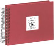 Hama Fine Art photo album, 50 black pages (25 sheets), spiral bound album 24 x 17 cm, with cut-out window, burgundy