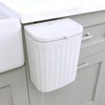 Glad Roomate Under Counter Trash Can | Space Saving Waste Bin for Kitchen Cabinet, Bathroom or Office | Dual Lid for Ease of Opening, 9 Liter, White