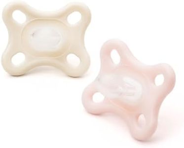 MAM Comfort Soothers | 0-3 Months | 2 Pack | Newborn Dummies | Comes in Dummy Steriliser Case | Sustainable Materials | Baby Accessories for Newborn | Pink/Cream (Various Designs)