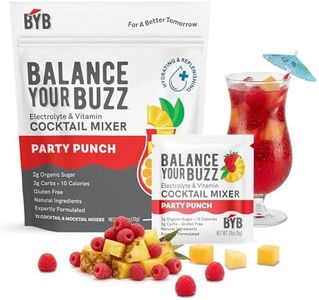BYB Mixers Party Punch Cocktail Mix Packets (12 Pack) Infused with Electrolytes and Vitamins, 10 Calories, 2g Organic Sugar, 3g Carbs, Cocktail and Mocktail Mixer, Natural Ingredients