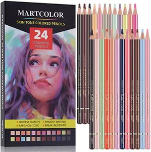 MARTCOLOR 24 Colors Skin Tone Colored Pencils for Portraits and Skintone Artists, Oil Color Pencils for Drawing, Sketching, Adult Coloring, Shading, Layering & Blending