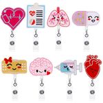 8PCS Cute Nurse Badge Reels Retractable Badge Holder Name ID Card Holders with Clip Creative Pattern Themed Badge Holders for Nurse Doctor Gift