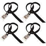 4 Pcs Bikes Pedal Toe Straps Universal Toe Clips Straps with Clamp Lock for Outdoor Cycling and Indoor Stationary（Black）