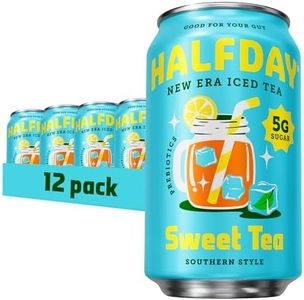 HALFDAY Prebiotic Sweet Tea Iced Tea Cans, Supports Digestive & Gut Health, 6g Plant Fiber & Prebiotics, 5g of Sugar, 35 Calories, Organic Tea, Natural Caffeine, Gluten Free, Keto, 12 fl oz (12 pack)