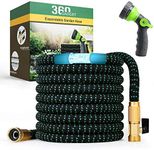 360Gadget Expandable and Flexible Garden Hose 50 ft Water Hose with 3/4" Brass Fittings and 8 Function Sprayer Nozzle, Retractable, Kink Free, Collapsible, Lightweight Hose for Outdoors