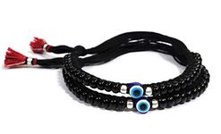 Jewel string Evil eye baby Nazariya (1pair) adjustable cotton cord Bracelet for newborn baby to 4-year toddlers for Girl, Boy (Baby bracelet, anklet)(Not for adult)(small size)