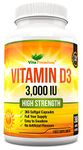 Vitamin D 3,000 IU, High Strength Vitamin D3 Supplement, 365 Easy to Swallow Softgels - Full Year Supply