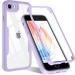 XYZNTMF for iPhone 8 Case iPhone SE 2020 Case SE 2022 Phone Case iPhone 7 Built-in Screen Protector Shockproof Silicone Bumper Clear Shell Full Protective Cover Transparent Back Cover Case, Purple