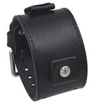 Nemesis #LBB-KK Wide Black Leather Cuff Wrist Watch Band with Black Stitching