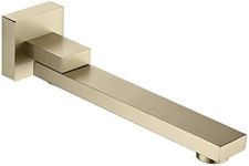 Tub Spout Brass Folding Bath Spout Wall Mounted 180° Rotation Square Bathtub Faucet Spout Shower System Spout Non Diverter, G1/2 Connection,Brushed Gold