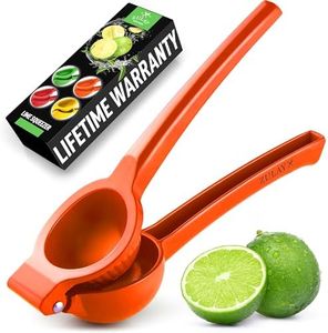 Zulay Premium Quality Metal Lime Squeezer, Citrus Juicer, Manual Press for Extracting the Most Juice Possible - Lime Juicer (Orange)