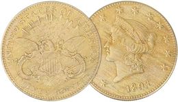 NUOBESTY 2pcs US Coins 1893 Liberty Head Twenty Dollars Commemorative Old Coin Golden