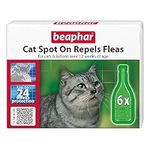 Beaphar, Cat Spot-On Repels Fleas, Plant-Based Parasite Protection, Contains Natural Herbal Extract Margosa, Up to 24 Weeks Protection, 6 Pipettes