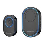 Wesstun Wireless Doorbell, IP67 Waterproof Plug in Doorbell Wireless Cordless at The Range of 300m with 39 Chimes, 5 Levels Volume Adjust & LED Indicator, Easy Install at Home & Apartment, Black