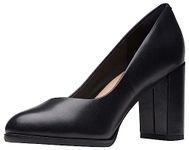 Clarks Women's Freva85 Court Pump, Black (Black Leather), 5.5 UK