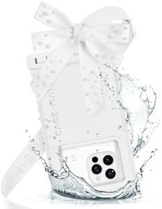 Case-Mate IP68 Waterproof Large Phone Pouch with Bow Design - Travel Beach Cruise Ship Essentials - Floating Phone Case with Crossbody Lanyard for iPhone 17 Pro Max/16 Pro/15/14/13/ S26 - Ivory Pearl