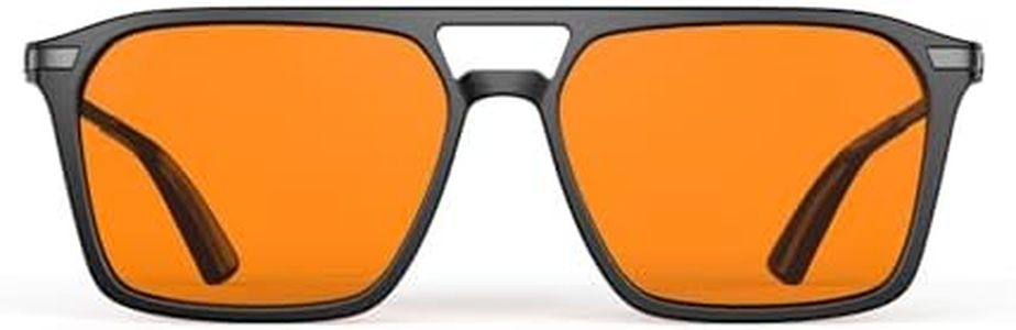 Goiteia 100% Orange Blue Light Blocking Glasses - Amber Tinted Gaming Glasses for Better Sleep/Eye Strain/Light Sensitive People - Spring Hinges for Better Comfort, Nightfall Orange-Black Frame, M