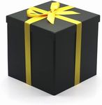 AVUX 9x9x9 inches Gift Box with Lids and Ribbon- A Rigid Cardboard Black Colored Collapsible and Reusable Gift Box for Birthday, Christmas, and Weddings for Men and women