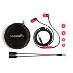 LilGadgets BestBuds Earphones Wired - Safe & Comfortable, Volume Limited, Wired Earbuds for Kids with an in-Line Microphone, Travel Case, and Splitter, Earbuds for School Kids with Case - Red/Black