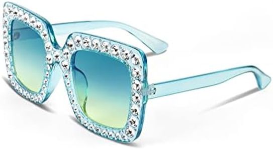 FEISEDY Women Sparkling Crystal Sunglasses Oversized Square Thick Frame B2283
