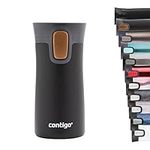 Contigo Pinnacle Autoseal Travel Mug, Stainless Steel Thermal Mug, Vacuum Flask, Leakproof Tumbler, Coffee Mug with BPA Free Easy-Clean Lid, 300 ml, Black with Bronze Lid