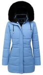 MOERDENG Women's Long Winter Puffer Coat Thicken Fleece Lined Down Jacket Waterproof Faux Fur Detachable Hooded Parka