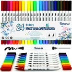 Tomaxis Dual Tip Brush Pens Adult Colouring Pens Felt tips Watercolor Brush Art Marker Coloured Fineliner for Colouring Drawing for Bullet Journal Paintbrush Highlighters