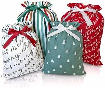 Gather & Knot Drawstring Bags | 20" Large 16" Medium | Modern Farmhouse | Premium Canvas | Reusable Fabric Wrap for Holidays | Mix & Match Set