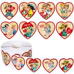 Whaline 1000Pcs Valentine's Day Stickers Vintage Heart Shape Self-Adhesive Stickers Roll Retro Style Boy Girl Prints Envelope Sealing Stickers for Wedding Anniversary Invitation Greeting Cards Decor