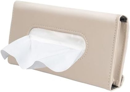 Fredyusu 2 Pack Car Visor Tissue Holder, Leather Napkin Cover, Paper Tissue Dispenser for Visor & Backseat, Vehicle（Beige）