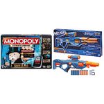 Monopoly Ultimate Banking Edition Board Game, Multi Color Game & Nerf Elite 2.0 Eaglepoint RD-8 Blaster,8-Dart Drum, Detachable Scope and Barrel, 16 Nerf Darts, Bolt Action