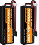 2S Lipo Battery 5200mAh 7.4V RC Battery 50C Hard Case with Trx Plug Compatible with Traxxas Arrma 1/8 1/10 RC Vehicles Car Truck Buggy Truggy Airplane Drone(2 Packs)