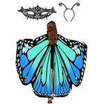 Butterfly Wings Shawl Halloween Costume Ladies Cape Lace Mask Antenna Headband