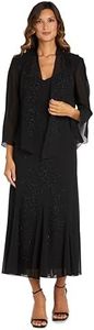 R&M Richards Women’s Two-Piece Embellished A-Line Midi Dress with Jacket, Black, 40