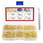 Rrina 1200Pcs Small Tiny Nails Carbon Steel Brass Plated for Wooden DIY Micro Mini Nails M1.2/1.5 Assortment Kit 6 Sizes