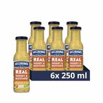 Hellmann's Real Honey & Mustard Salad Dressing & Dip vegetarian condiment free from artificial colours and flavours for salads, dips and drizzling over vegetables or meat 6x 250 ml