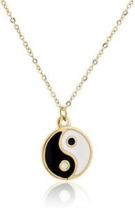 MANZHEN Gold Silver Yin Yang Pendant Necklace for Couples (Gold)