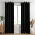 HOMEMONDE Room Darkening Door Curtains 100% True Blackout Opaque Noise Reduce 7 Feet Curtain with Grommet Pack of 1, (Solid Midnight Coal, 7L X 4W Feet)