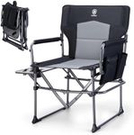 EVER ADVANCED Directors Chair for Adults, Oversized Camping Chair for Heavy People, Folding Chair with Side Table, Heavy Duty Camping Chair Portable With Side Pocket Supports up to 180KG Black