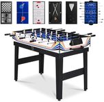 Best Choice Products 10-in-1 Multi Game Table, Combo Game Table for Kids and Adults w/Hockey, Foosball Table, Pool Table, Ping Pong Table, Chess, Checkers, 2x4ft - Blue/White Arcade