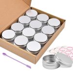 Aluminum Tin Cans, 24PCS 1/2 Oz Metal Round Tins Containers Screw Lid Small Empty Storage Travel Tin Jars for Candles, Salve, Cosmetics, Spices