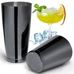 Stainless Steel Cocktail Shaker 2 Piece 18oz Unweighted & 28oz Weighted Professional Bartender Boston Shaker Drink Mixer for Bartending Essential Bar Tools - Black