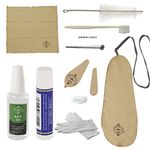 Clarinet Cleaning and Maintenance Cleaner Care Kit with Key Oil, Cork Grease, Swab, Cleaning Cloth, Thumb Rest, Mouthpiece Brush, and More in Khaki