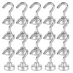 Magnetic Hooks,22LBS+ Cruise Essentials Neodymium Magnet Hook with 3 Layers Ni Strong Corrosion Protection, Ideal for Indoor Hanging(Silvery White, Pack of 20)