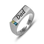 Personalized Men's Ring with Birthstones 925 Sterling Silver Custom Engraving Rings Birthday Jewelry Father Gifts For Husbands Dad Men