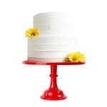 Sprinkles & Confetti 11" Red Plastic Cake Stand | Melamine Wedding Cake Stand | Valentine Cake Stand for Dessert Table | Serving Trays for Holiday Party & Brunch Decorations | Christmas Cake Plate