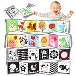 OKOOKO Black and White High Contrast Soft Baby Books 2PCS Washable Tummy Time Toy Crib Stroller Toy Montessori Sensory Toy Early Education for Newborn Baby Infant 0-6 6-12 Months