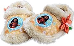 Disney Moana Toddler Girl's Plush A-Line Slippers with Faux Fur (7-8 M US Toddler, Coral)