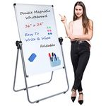 UIFER Stand White Board, Double Sided Magnetic Dry Erase Board Height Adjustable Whiteboard with Sturdy Aluminum Frame for Home Office Classroom, 36 x 24 Inch
