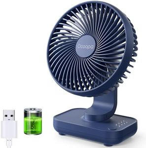 OCOOPA Small Desk Fan, 4000mAh Rechargeable USB Fan Battery Operated, 4 Speeds, 5'' Portable Table Fan with Strong Airflow Quiet, Detachable Grille, Mini Desktop Fan(Blue)